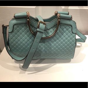 Santorini light turquoise quilted leather bag